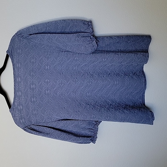 Lauren Conrad XXL Textures Blue Bubble Sleeve Blouse Top - Picture 5 of 5